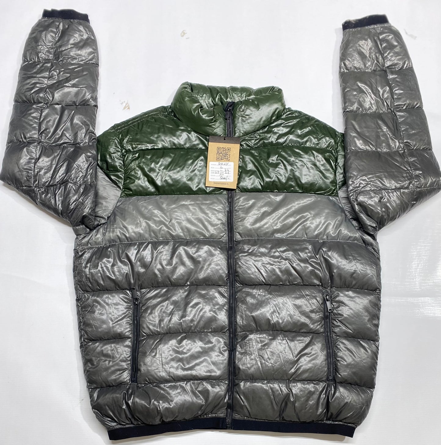 DKNY Quilted Jacket Sancy Giubboto Puffer Goose Down Ski GREEN