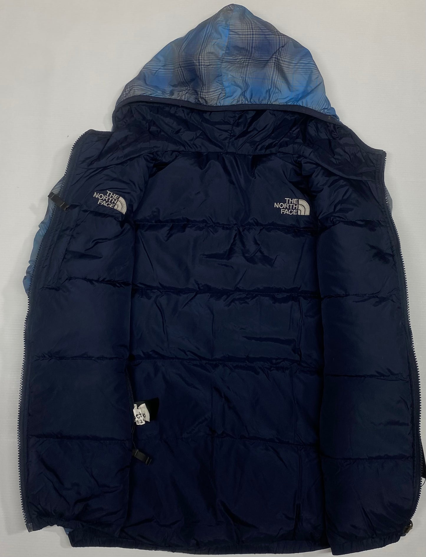 The North Face Puffer Jacket Navy Reversible Hooded Dual Side