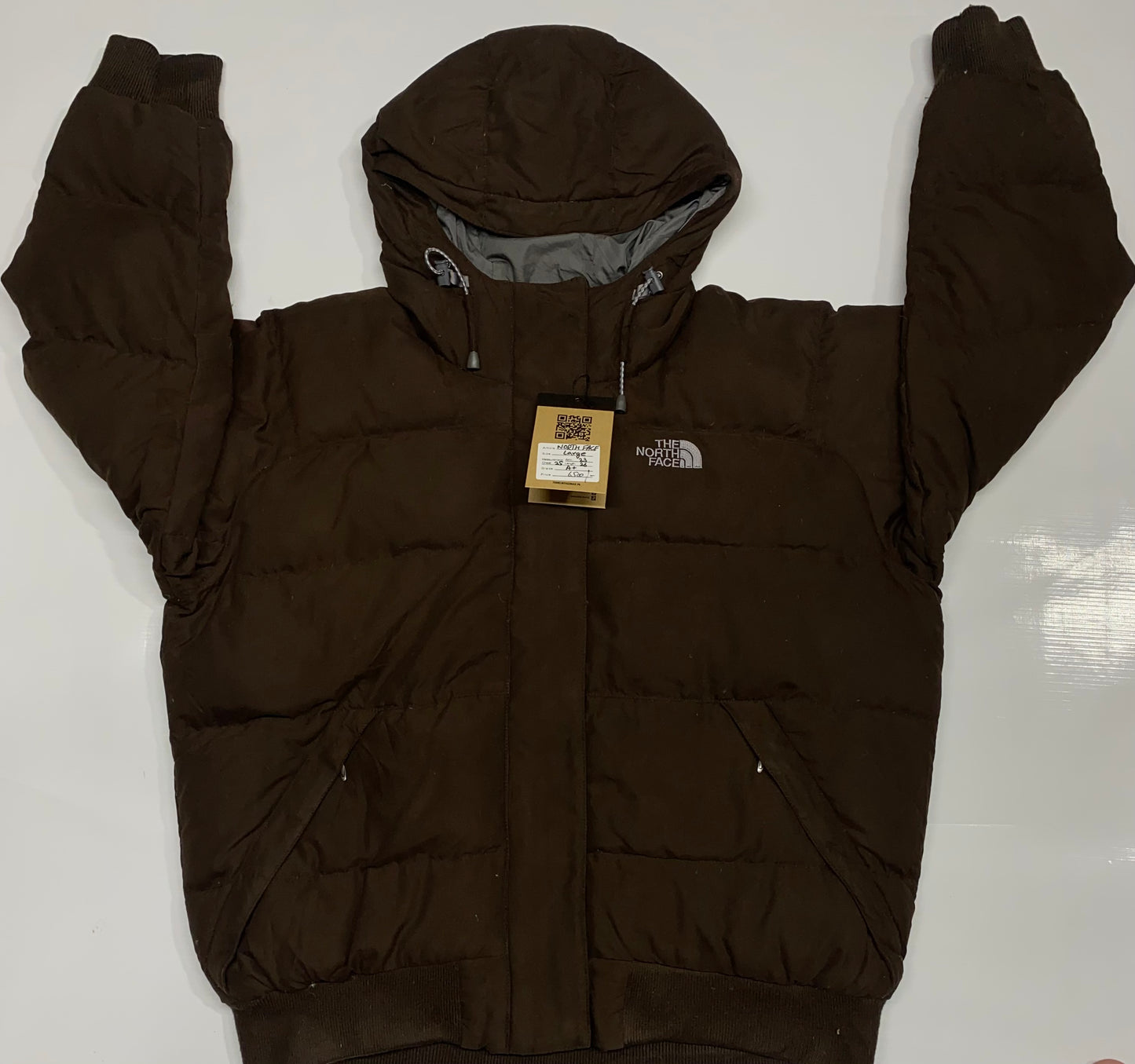 The North Face Brown Down Puffer Hoodie bomber