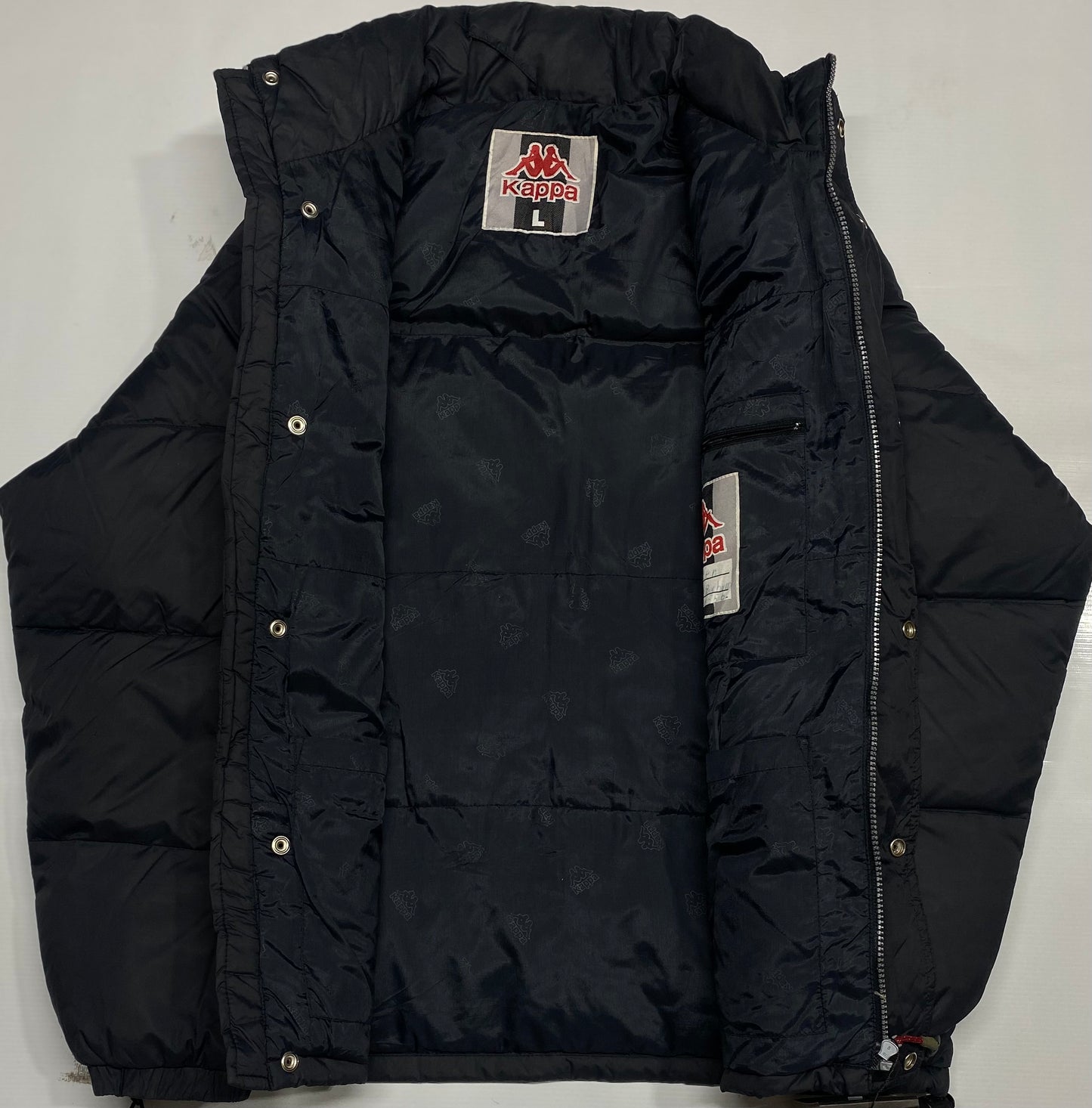 KAPPA Vintage Black Drill Streetwear Down Puffer