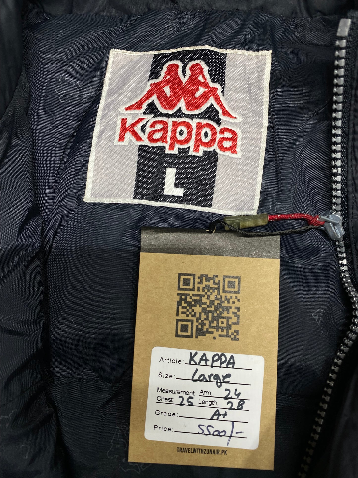 KAPPA Vintage Black Drill Streetwear Down Puffer