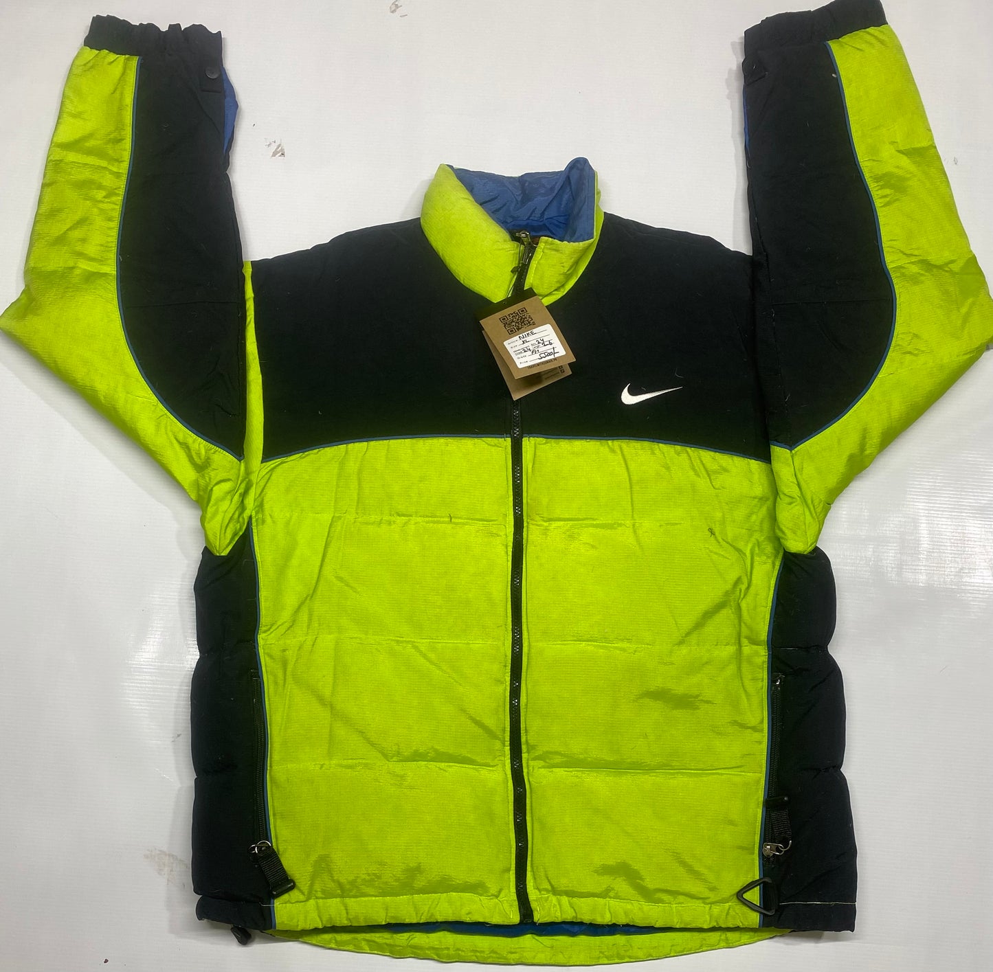 Vintage Nike Mens  Neon Green Quilted Puffer Down