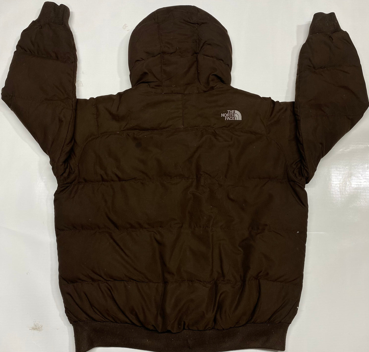 The North Face Brown Down Puffer Hoodie bomber