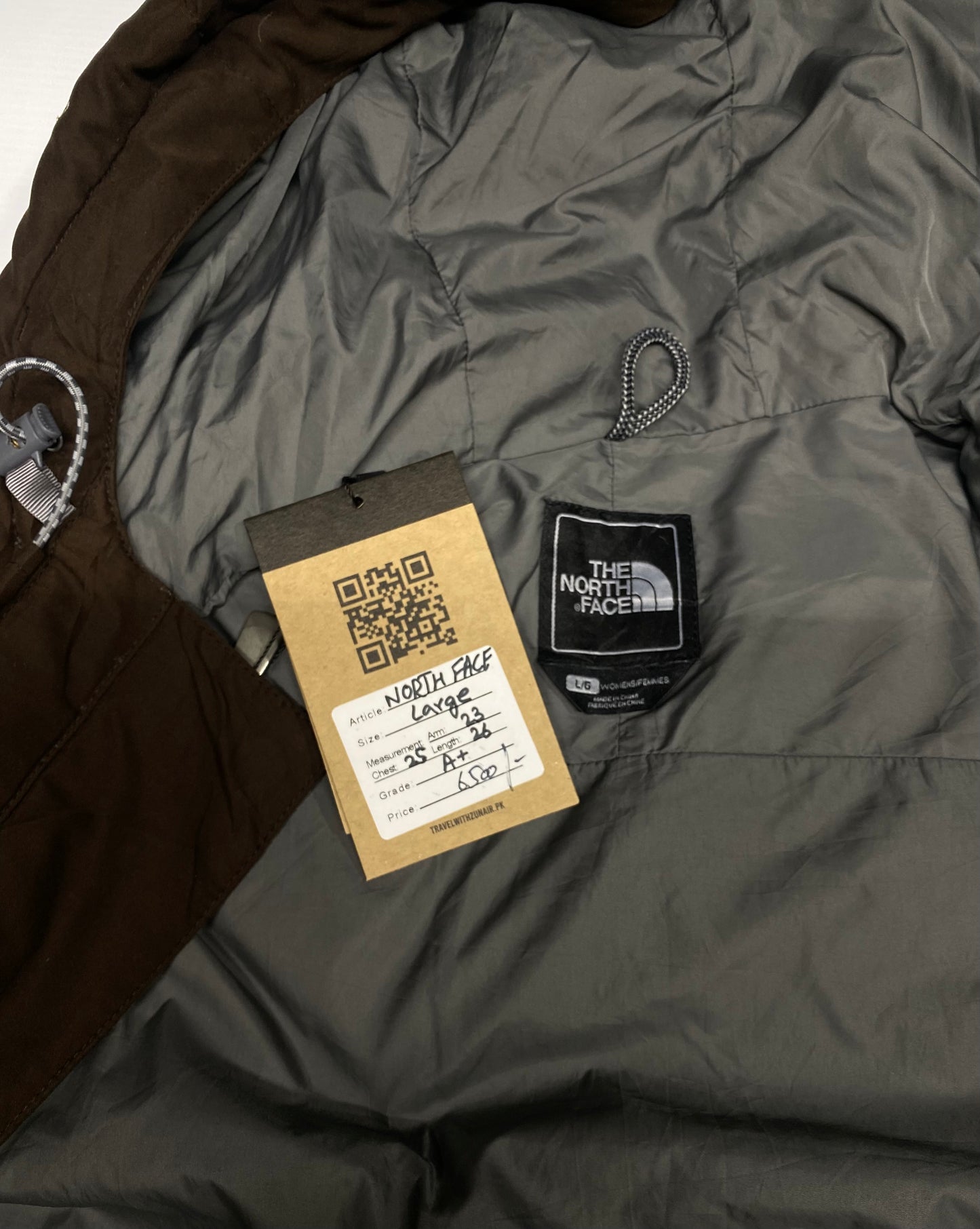 The North Face Brown Down Puffer Hoodie bomber