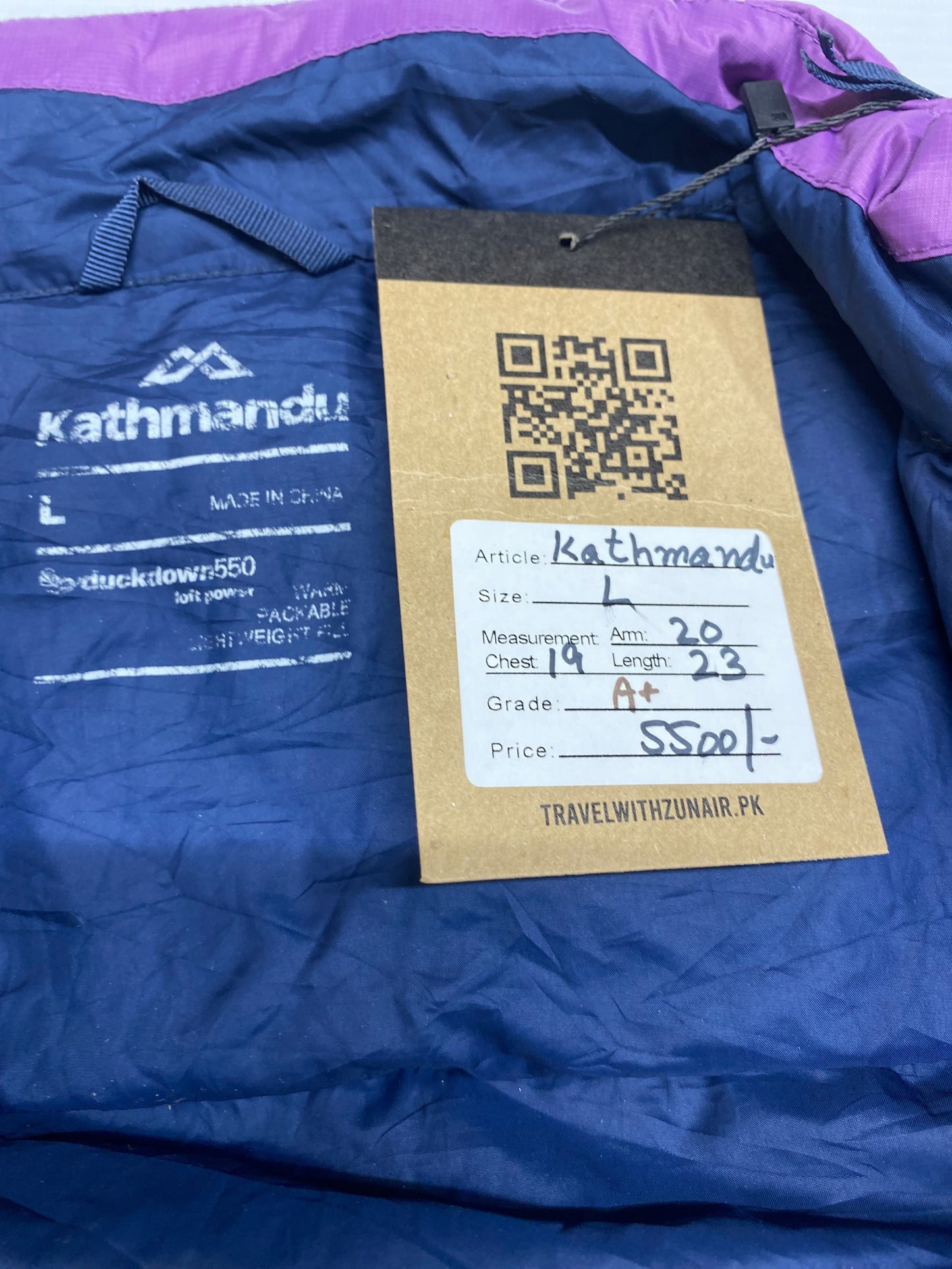 Kathmandu Fill Purple Puffer Jacket Size Large