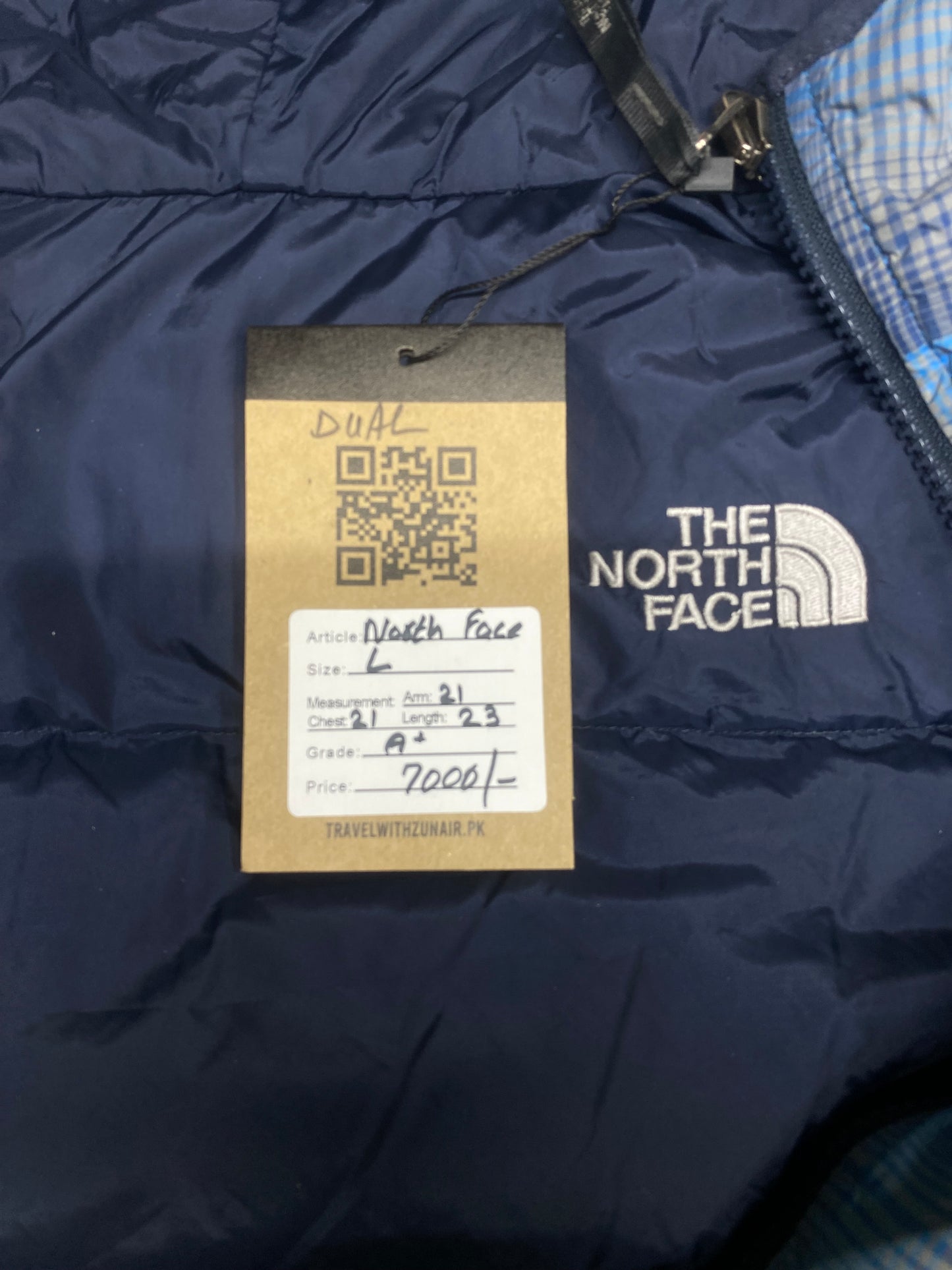 The North Face Puffer Jacket Navy Reversible Hooded Dual Side