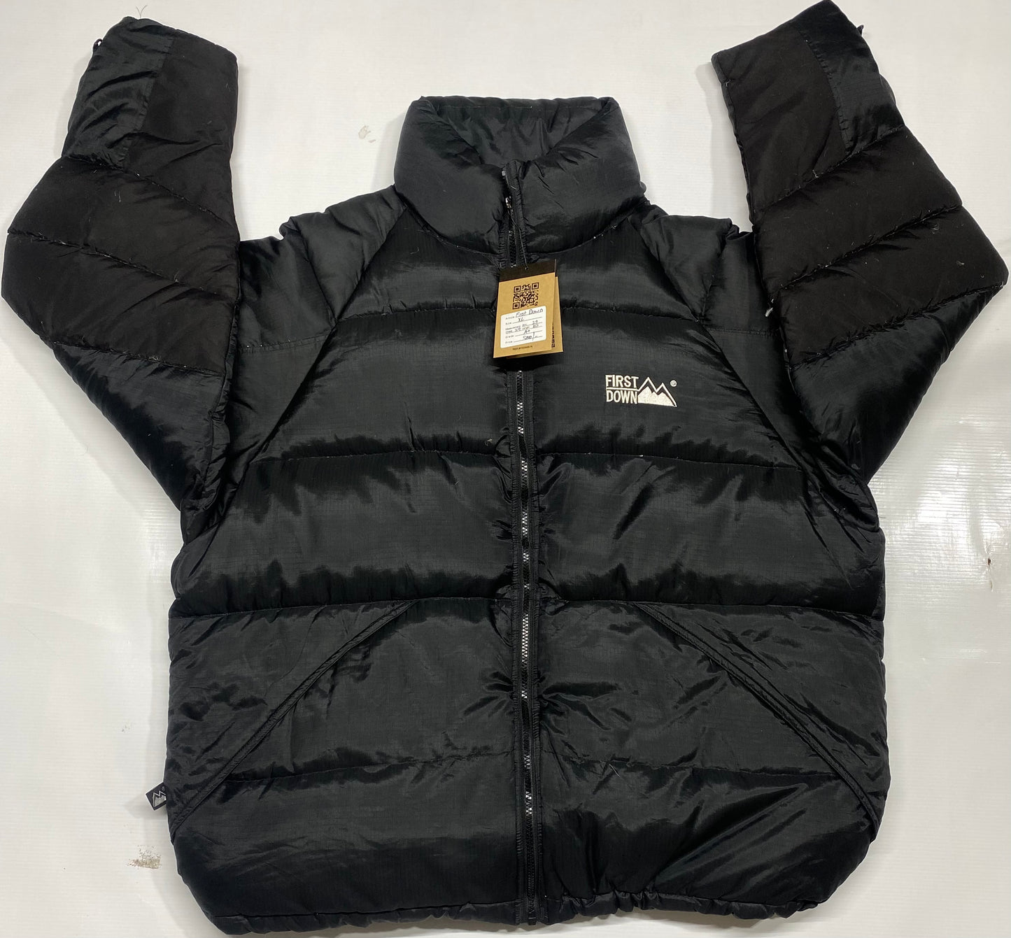 First Down Black Puffer Down Filled Jacket Reversible 90s