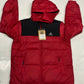 Adidas puffer jacket in red and black