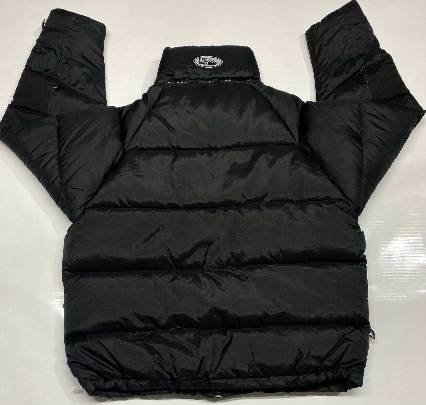 First Down Black Puffer Down Filled Jacket Reversible 90s