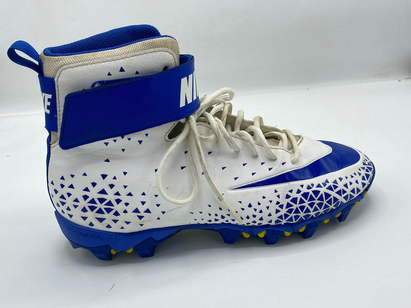 NIKE Fastflex Force Savage Shark Football Cleats White & Blue