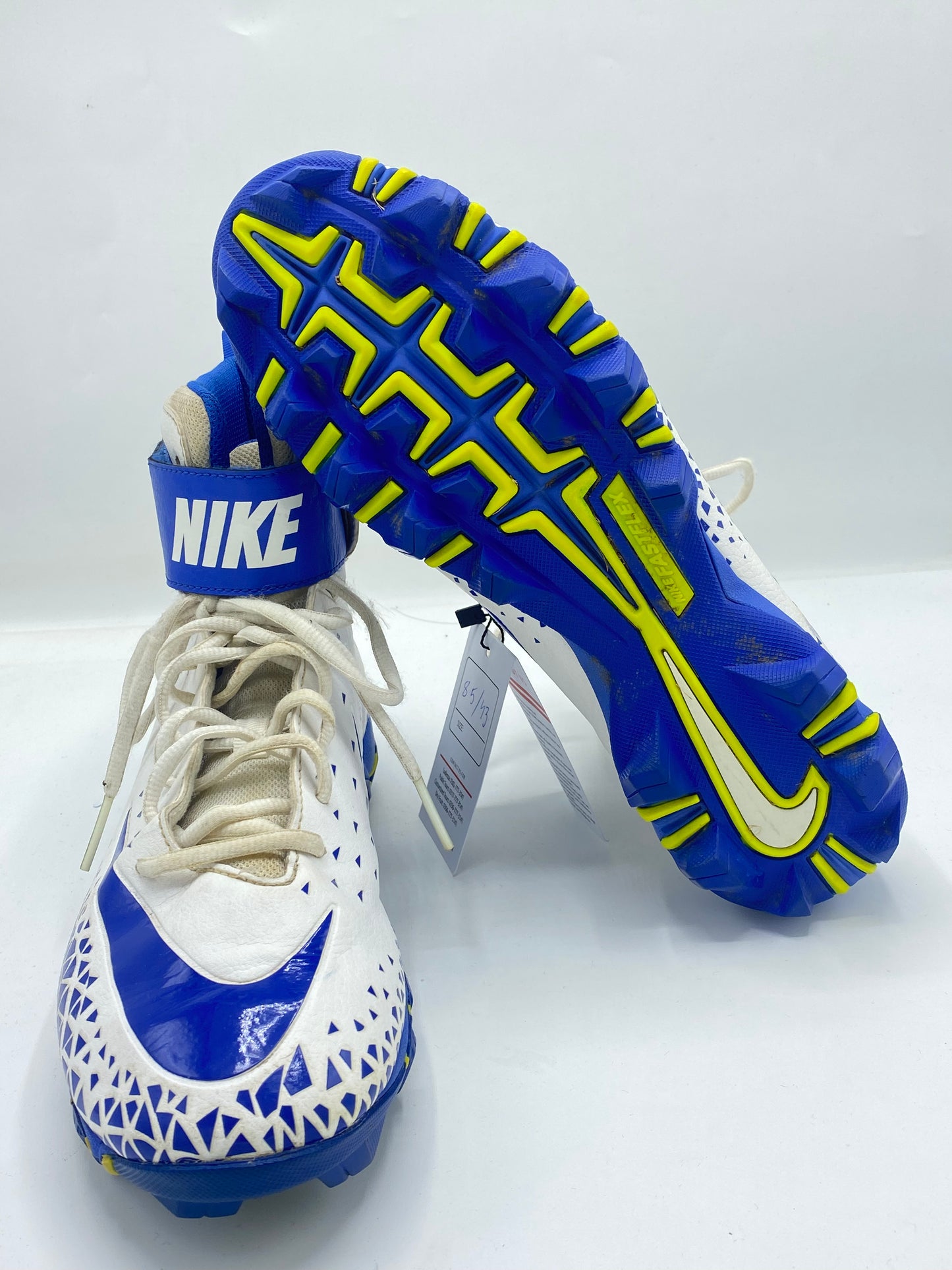 NIKE Fastflex Force Savage Shark Football Cleats White & Blue