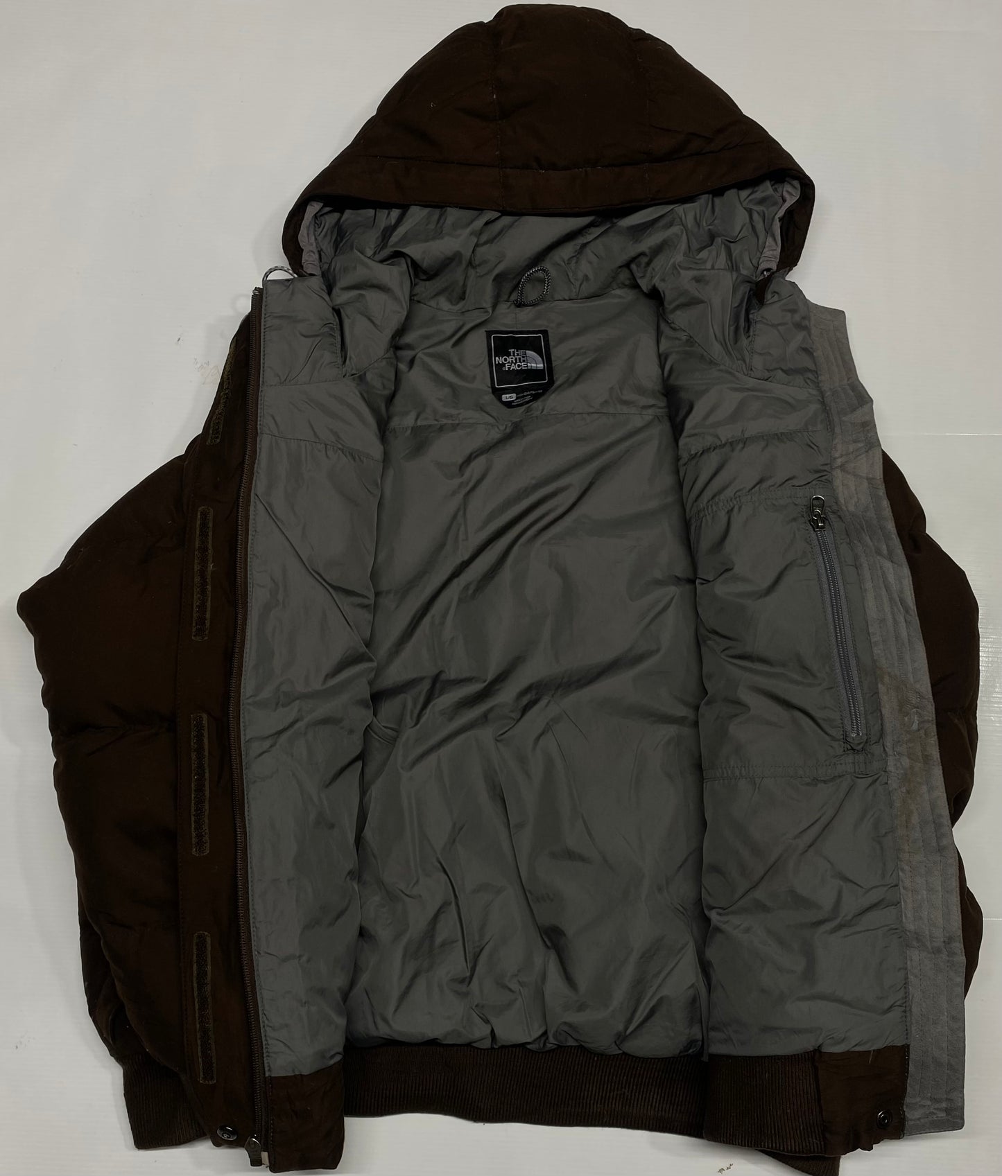 The North Face Brown Down Puffer Hoodie bomber