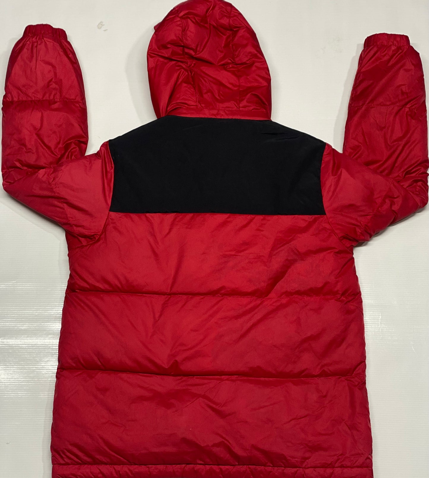 Adidas puffer jacket in red and black