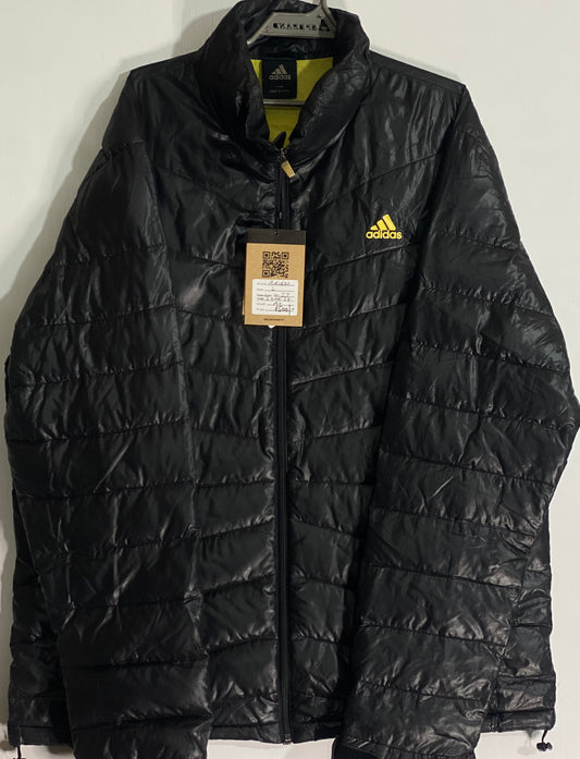 Adidas Men's Black Wet Look Down Full Zip Puffer Jacket