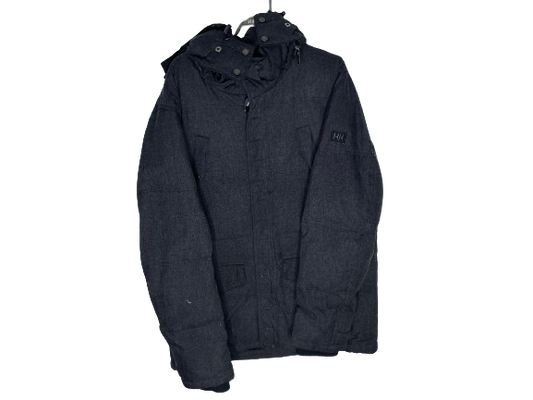 Puffer down and wool-blend jacket in gray